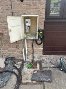 Earth rod installation by Sunrise Electrical during a domestic EV charger installation in Mitcheldean, Gloucestershire.