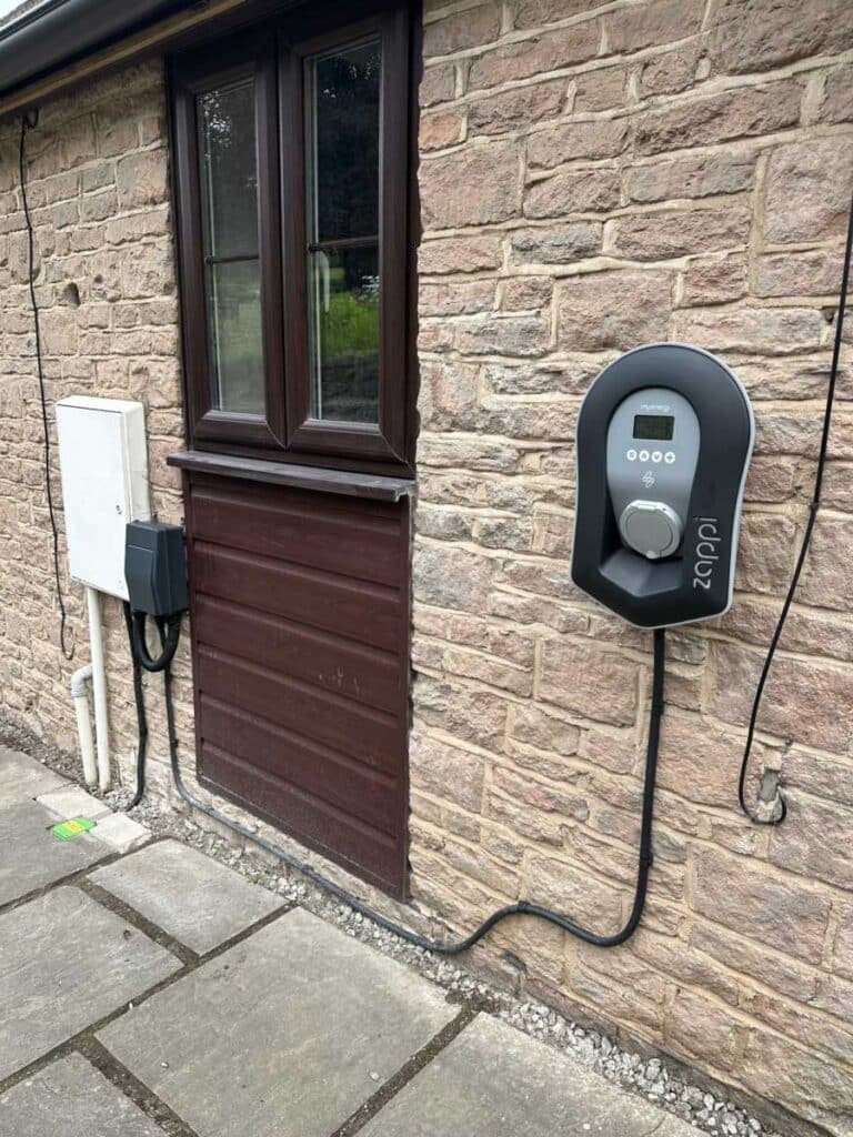 Professional Myenergi Zappi EV charger installation by Sunrise Electrical in Mitcheldean, Gloucestershire.